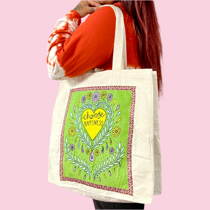 choose happiness tote bag - green