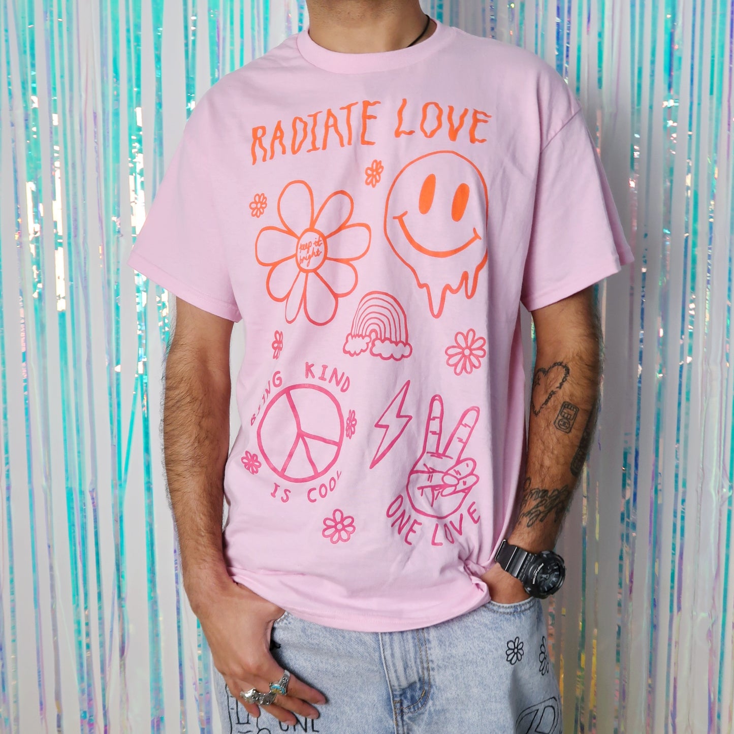 hippie heart t-shirt - baby pink