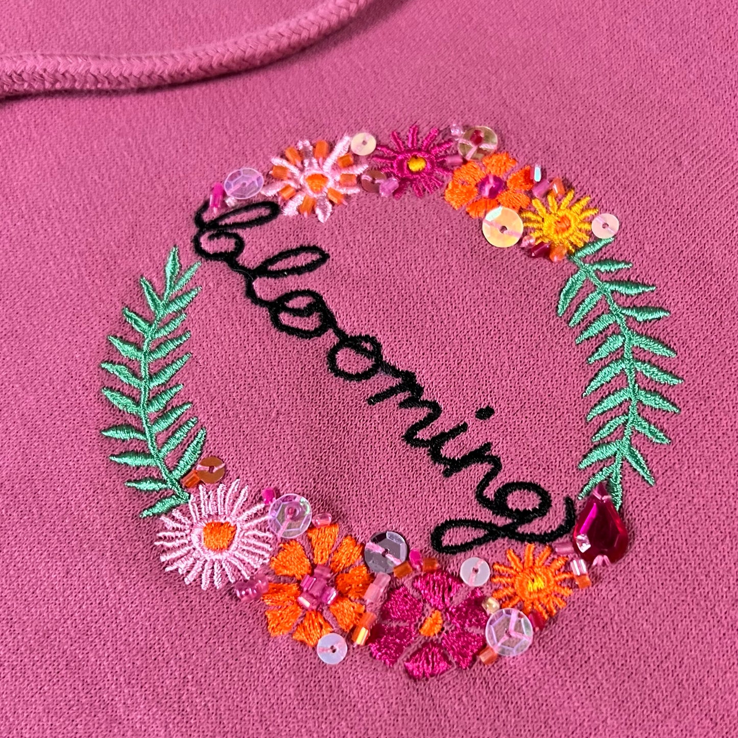 blooming embellished hoodie - deep pink