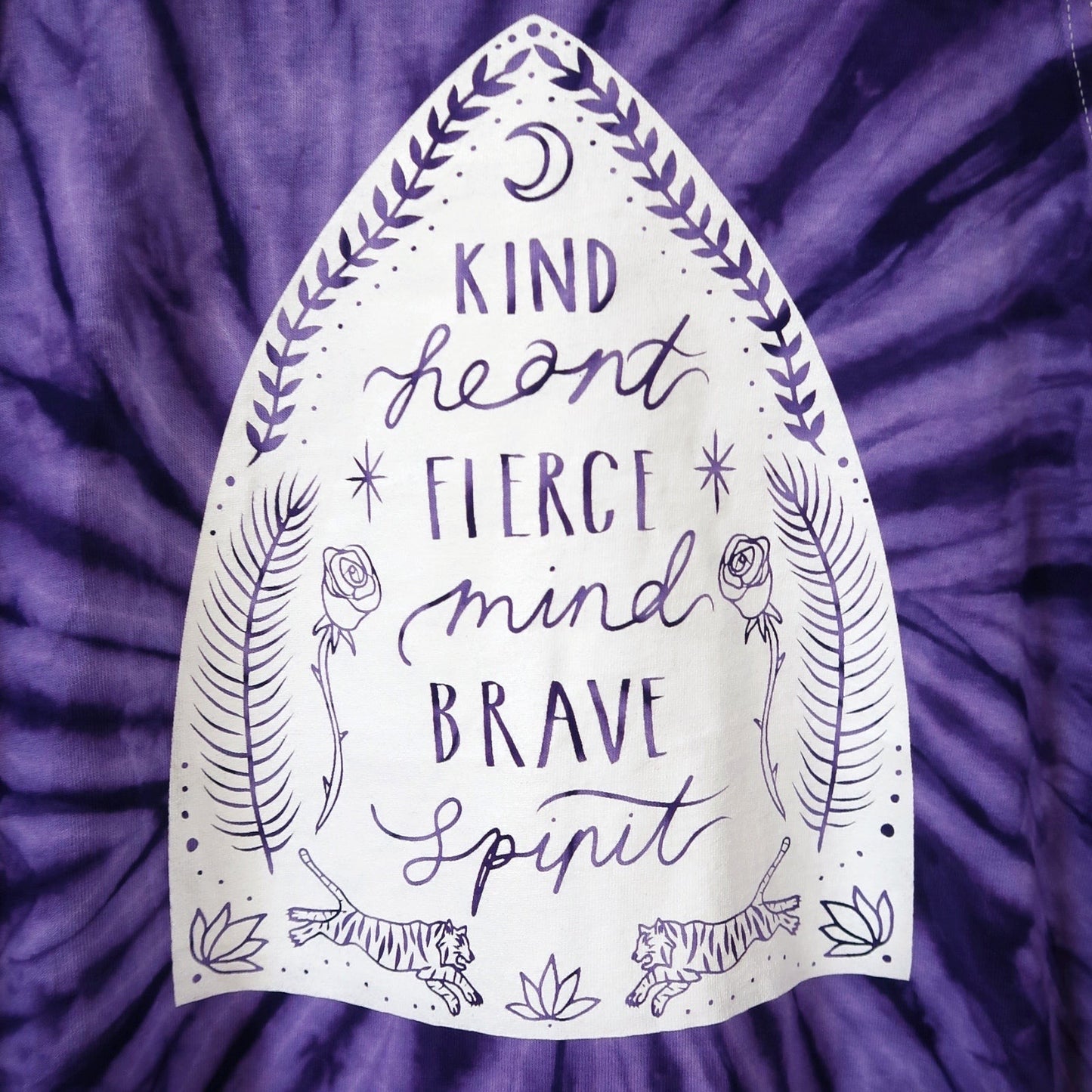 kind heart, fierce mind, brave spirit tassel top - purple