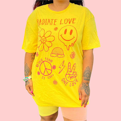 hippie heart t-shirt - yellow