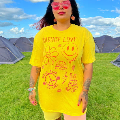 hippie heart t-shirt - yellow