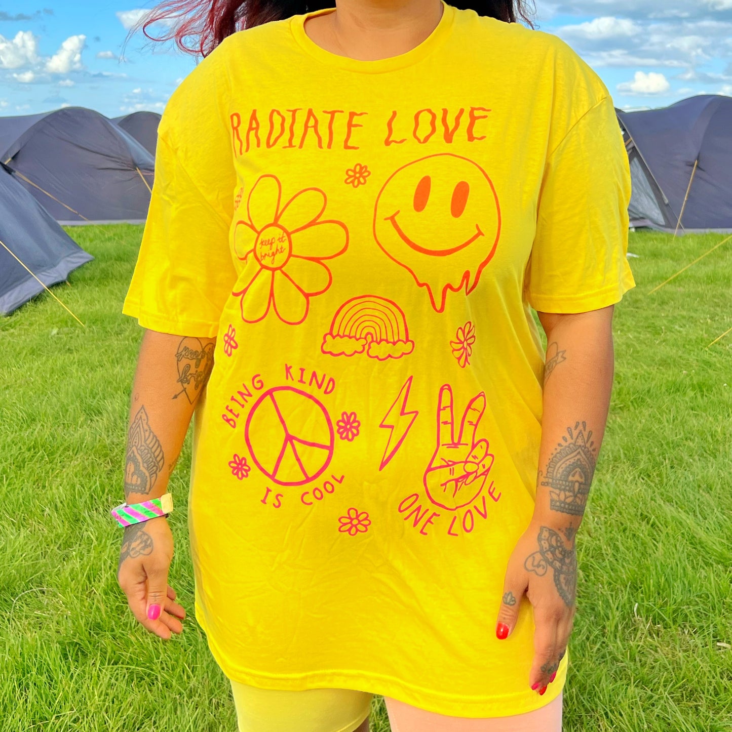 hippie heart t-shirt - yellow