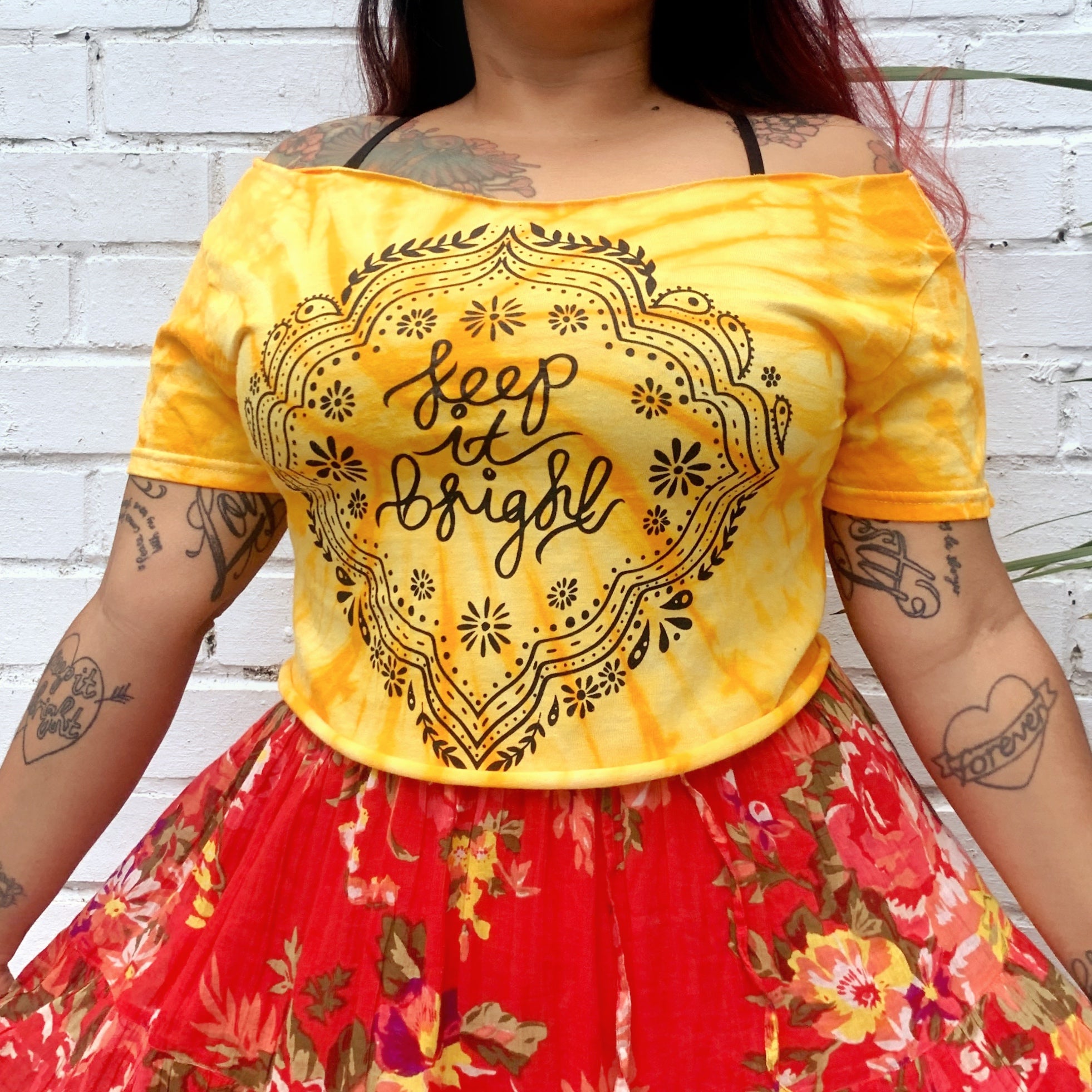 Bright yellow off hot sale the shoulder top