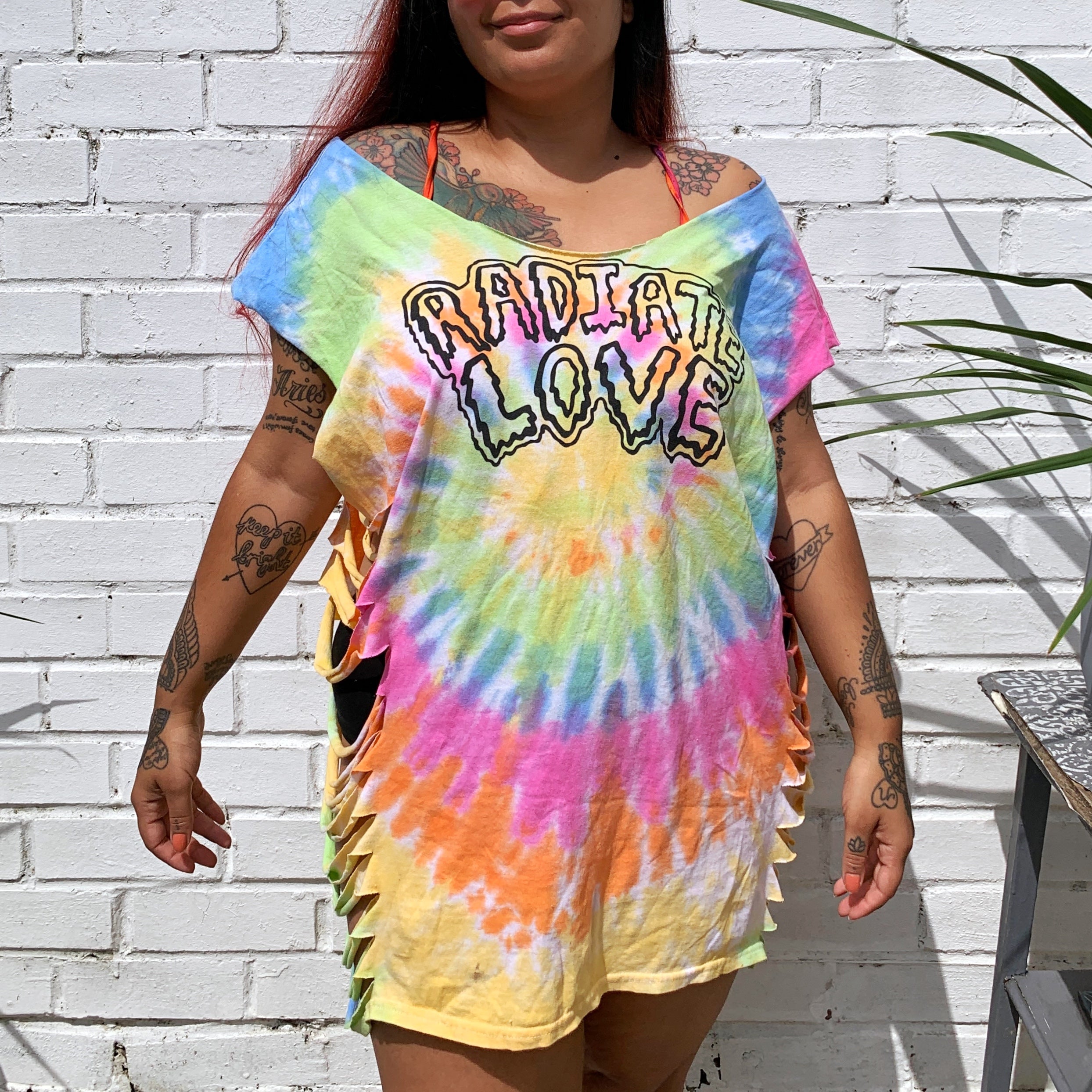 Tie dye off discount the shoulder shirt