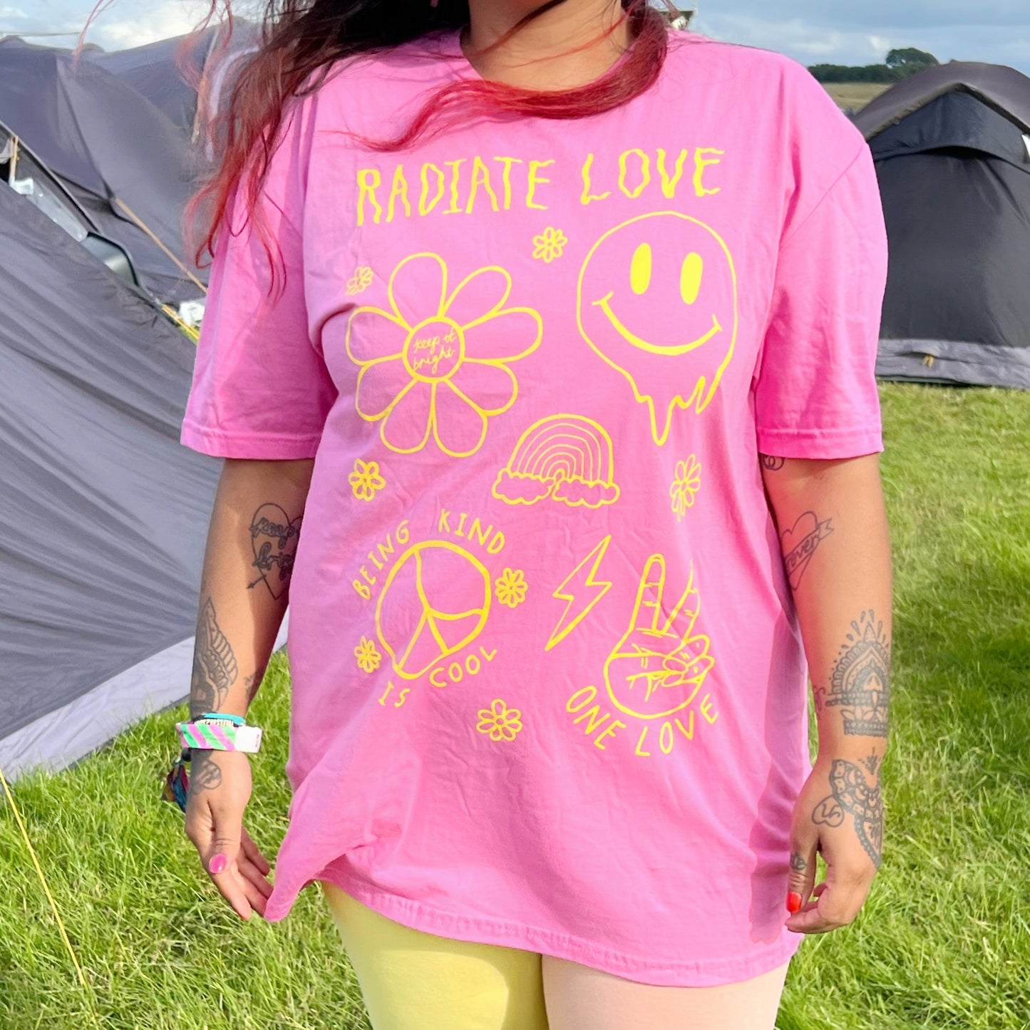 hippie heart t-shirt - pink