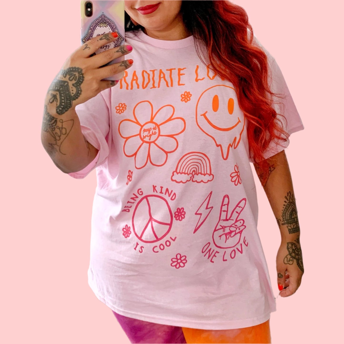 hippie heart t-shirt - baby pink