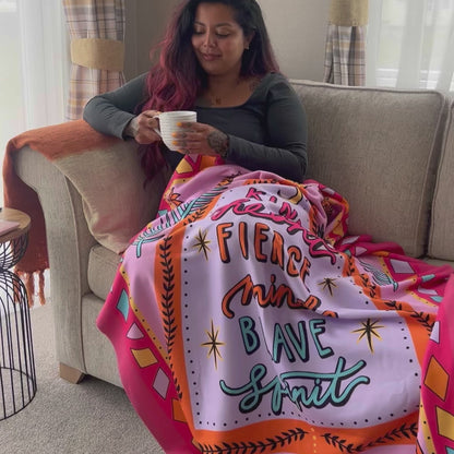 kind heart, fierce mind, brave spirit throw blanket