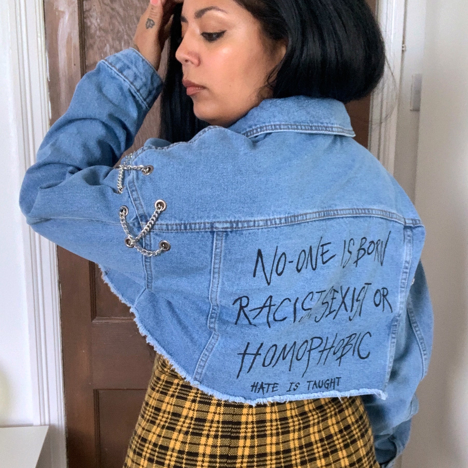 Chanel Beauty begins the moment you decide to be yourself Coco Chanel  Embroidered Denim Jacket — Sew Cheeky & The Hanky Shoppe | Denim jacket,  Diy denim jacket, Embroidered denim jacket