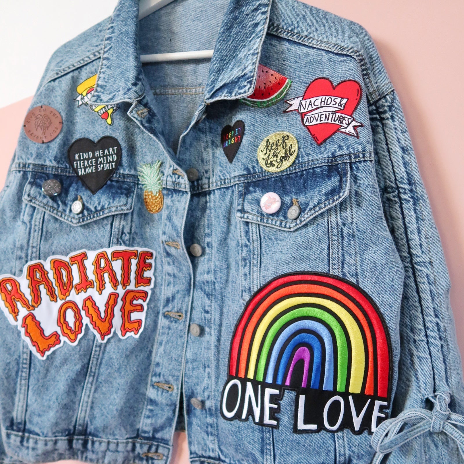 Rainbow plus size denim jacket best sale